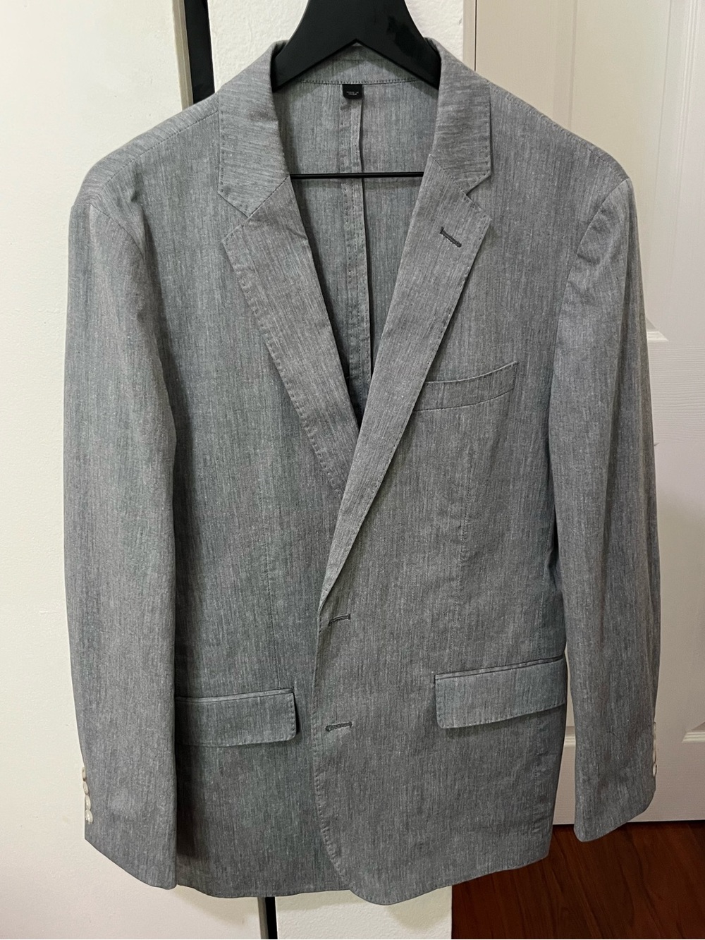 J Crew Men's Gray Cotton Blazer Somelos Fabric Single-Breasted